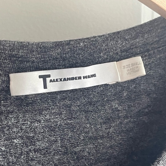 T BY ALEXANDER WANG Mohair Jersey Twist Drape Sleeveless Charcoal Acid Green Sm - Picture 6 of 9